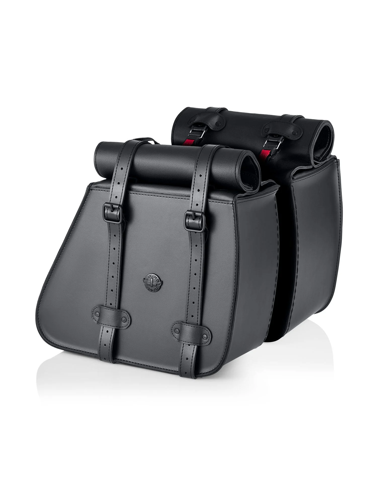 35L - Ghost Extra Large Roll-Top Shock Cutout Saddlebags For Harley Sportster 1200 Custom XL1200C