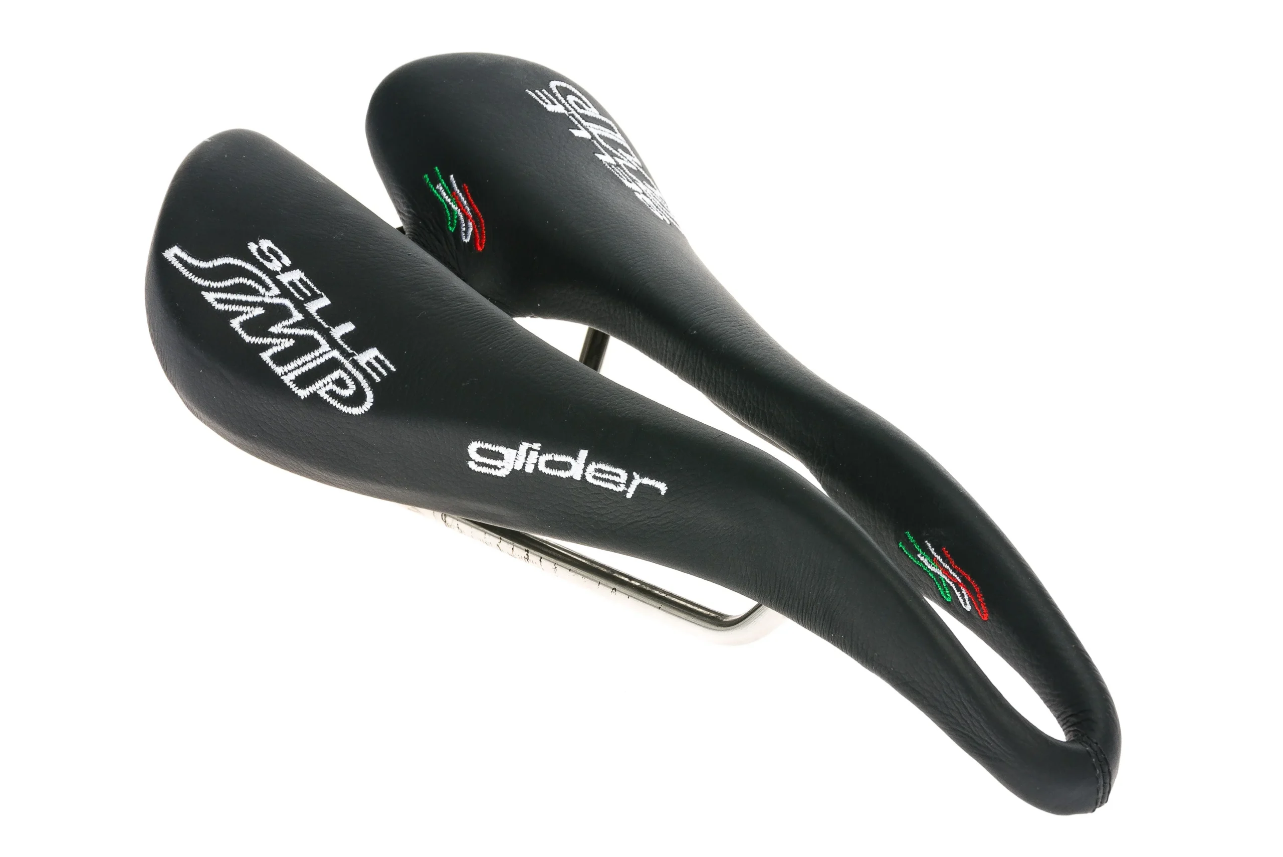 Selle SMP Glider Saddle 136mm 304 Tubular Steel Rails Black Leather
