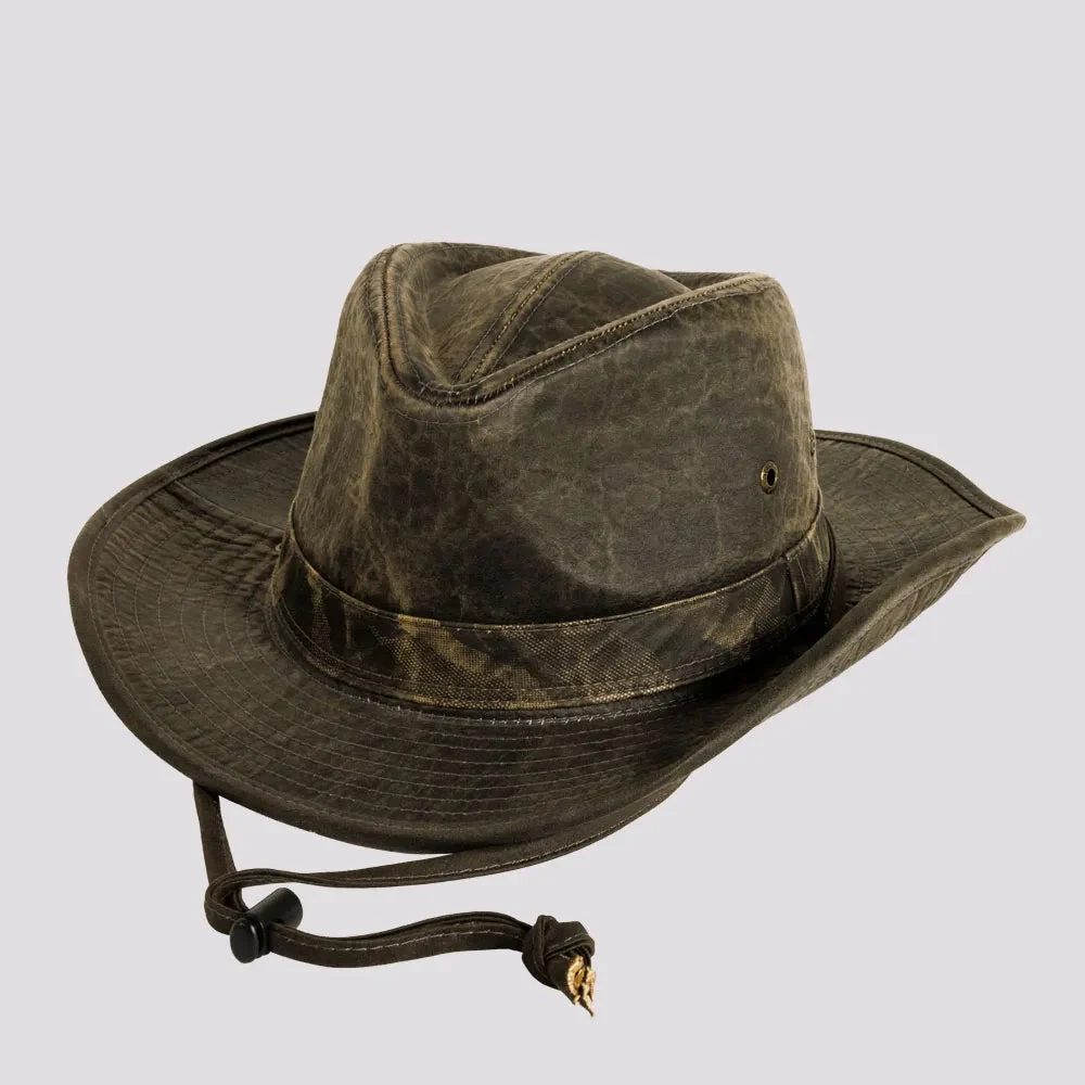 Arden | Mens Black Weathered Cotton Outback Hat