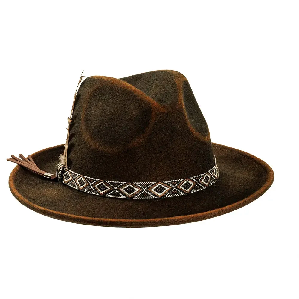 Backroad | Mens Rust Felt Fedora Hat