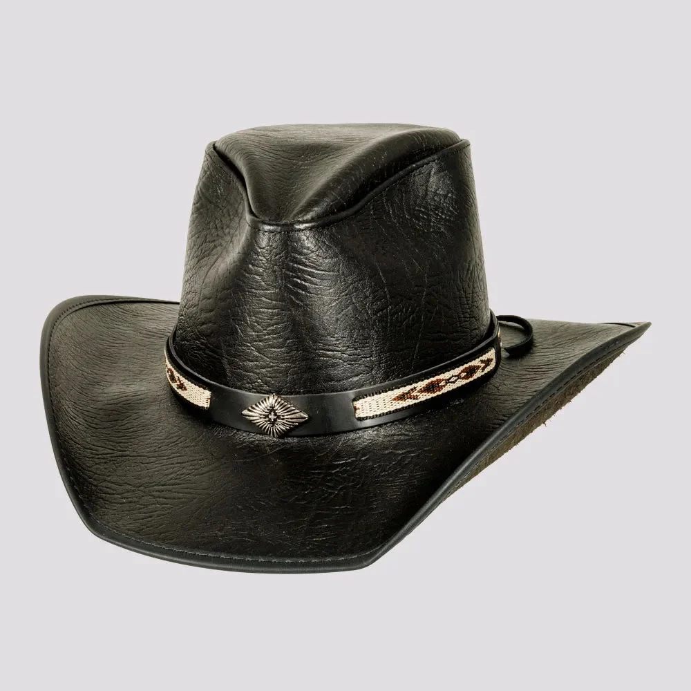 Badlands | Mens Black Buffalo Leather Cowboy Hat