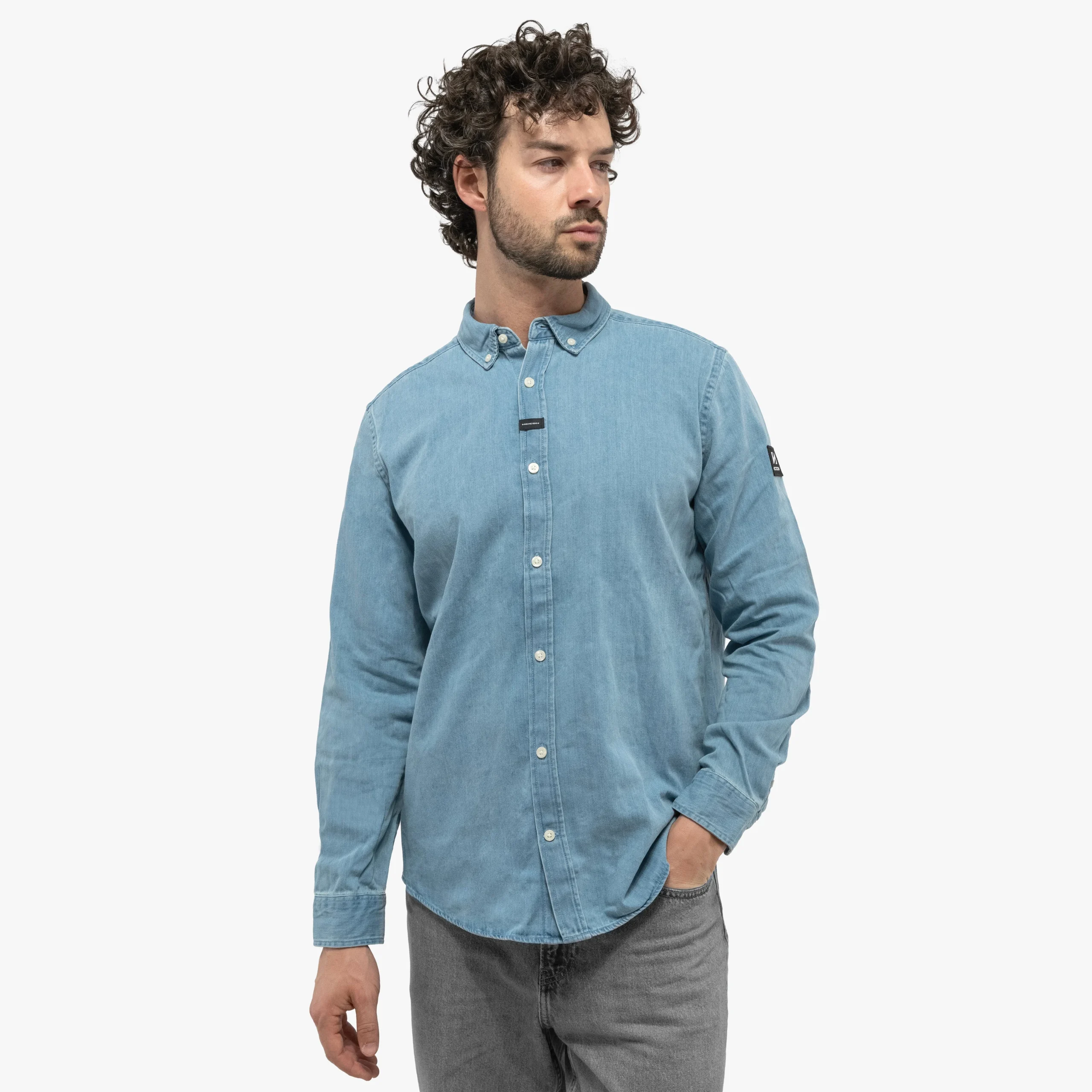 Camisa de mangas largas en algodón denim