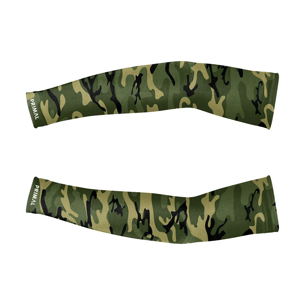 Camo Cycling Arm Warmers - Green