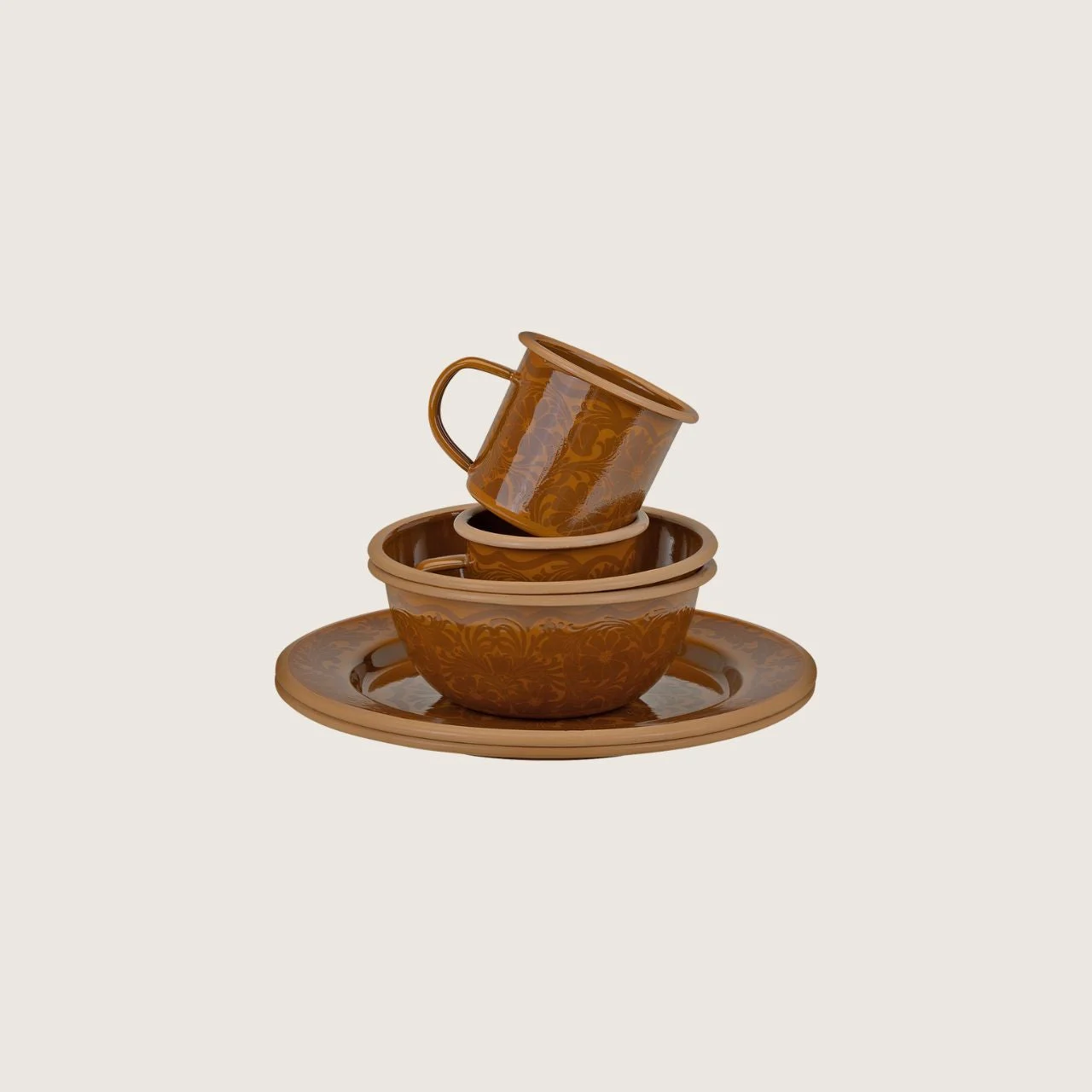 Camp Dinner Set | 6-Piece Durable Enamel Plates, Bowls & Mugs