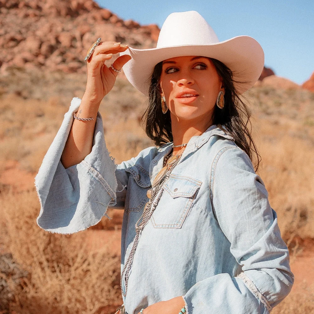 Cattleman | Womens White Felt Cowgirl Hat