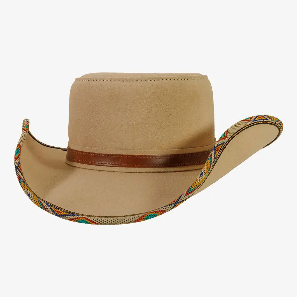 Charro | Mens Latte Genuine Suede Leather Cowboy Hat