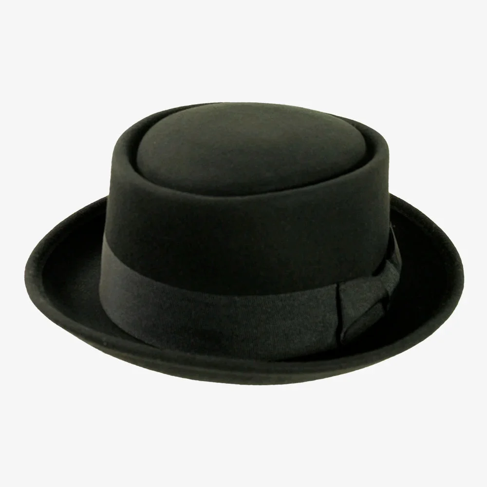 Chi-Town | Mens Black Crushable Wool Felt Pork Pie Hat