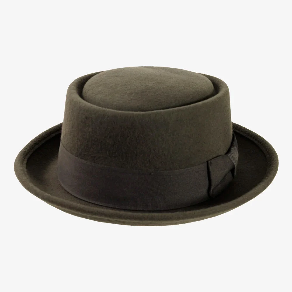 Chi-Town | Womens Gray Crushable Wool Felt Pork Pie Hat