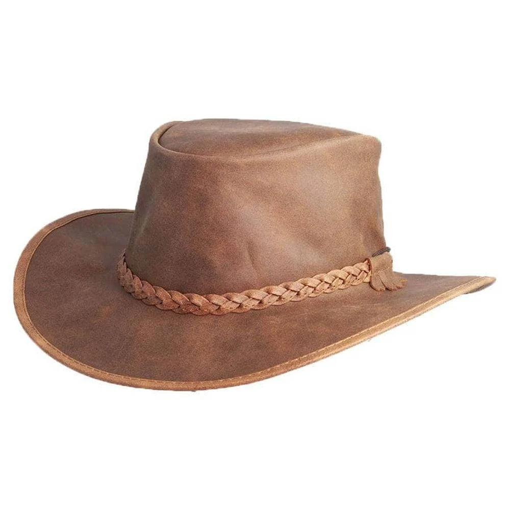 Crusher | Mens Copper Crushable Leather Outback Hat