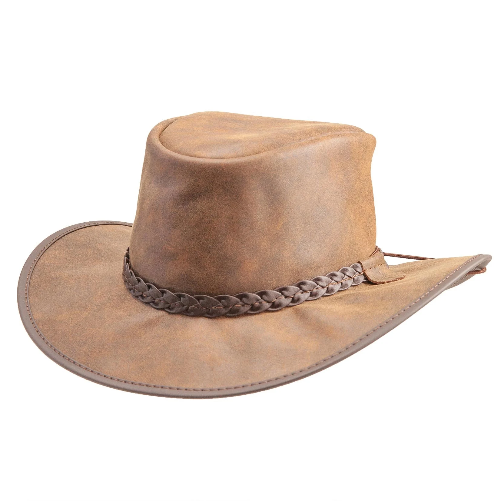 Crusher | Womens Bomber Brown Leather Crushable Outback Hat