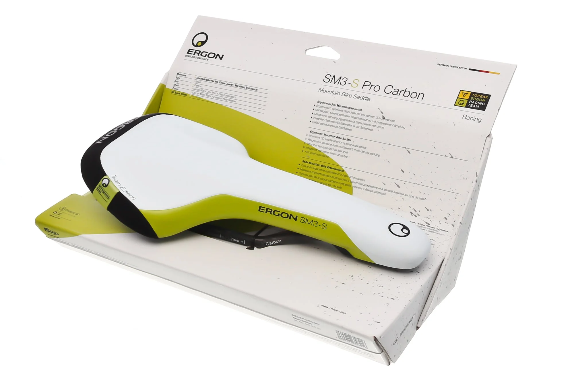 Ergon SM3-S Pro Saddle Small Carbon Rails White/Green