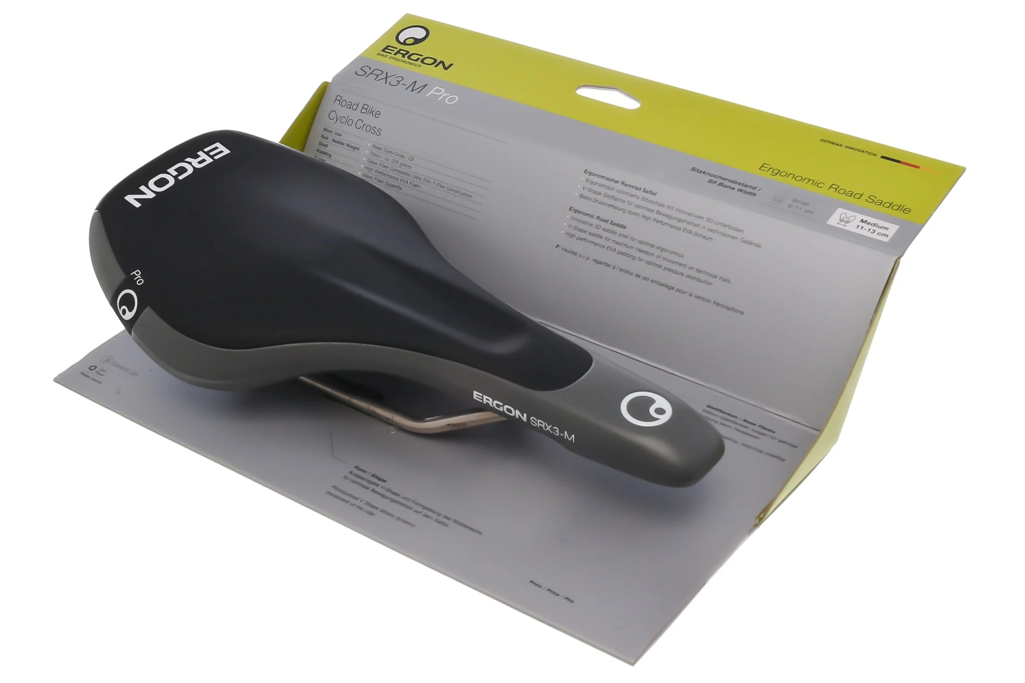 Ergon SRX3-M Pro Saddle Medium TiNox Rails Black