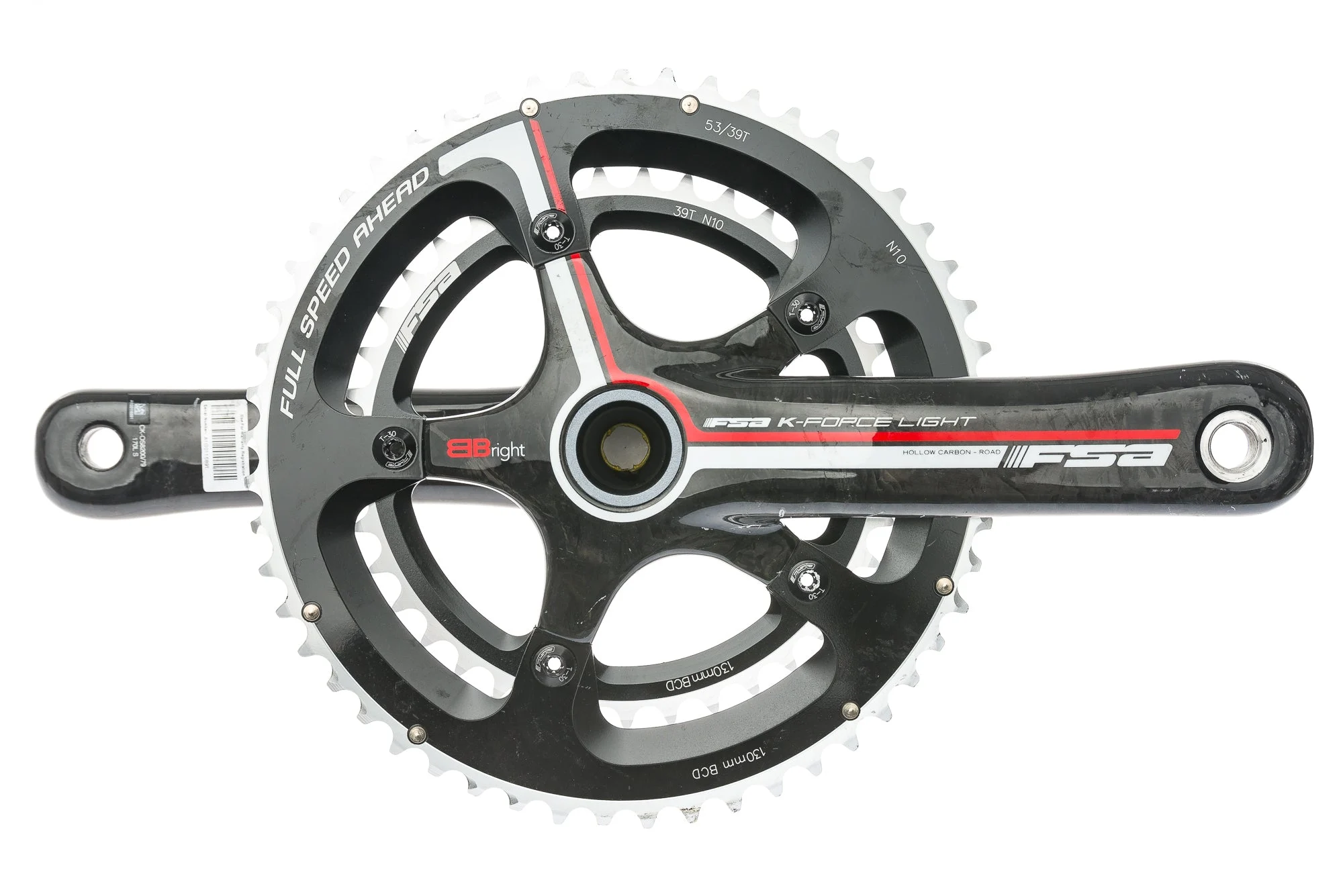 FSA K-Force Light BBright Crankset 10s 170mm 53/39T 130mm BCD BB30