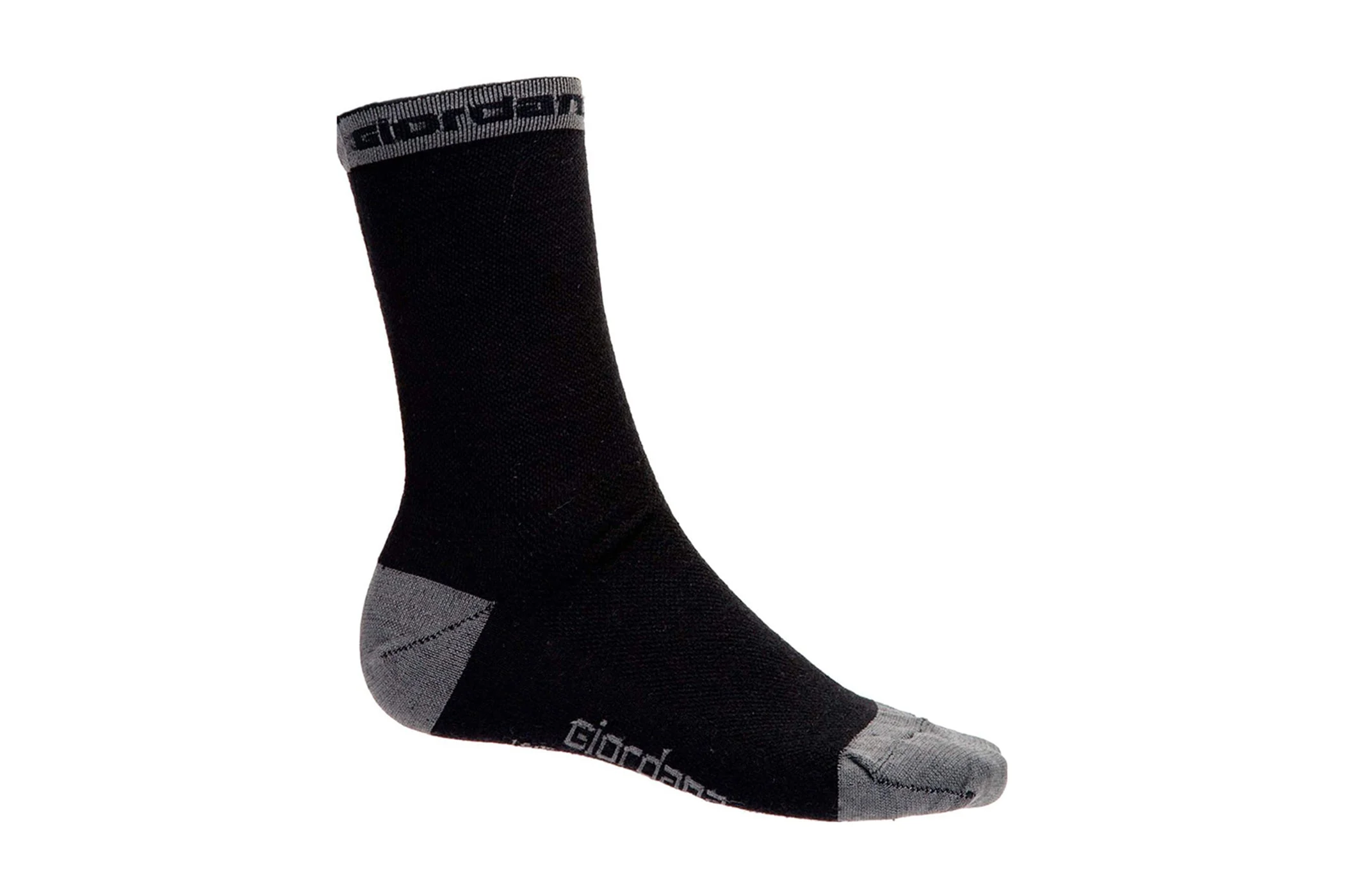 Giordana Merino Wool Tall Cuff Socks Black W/Grey