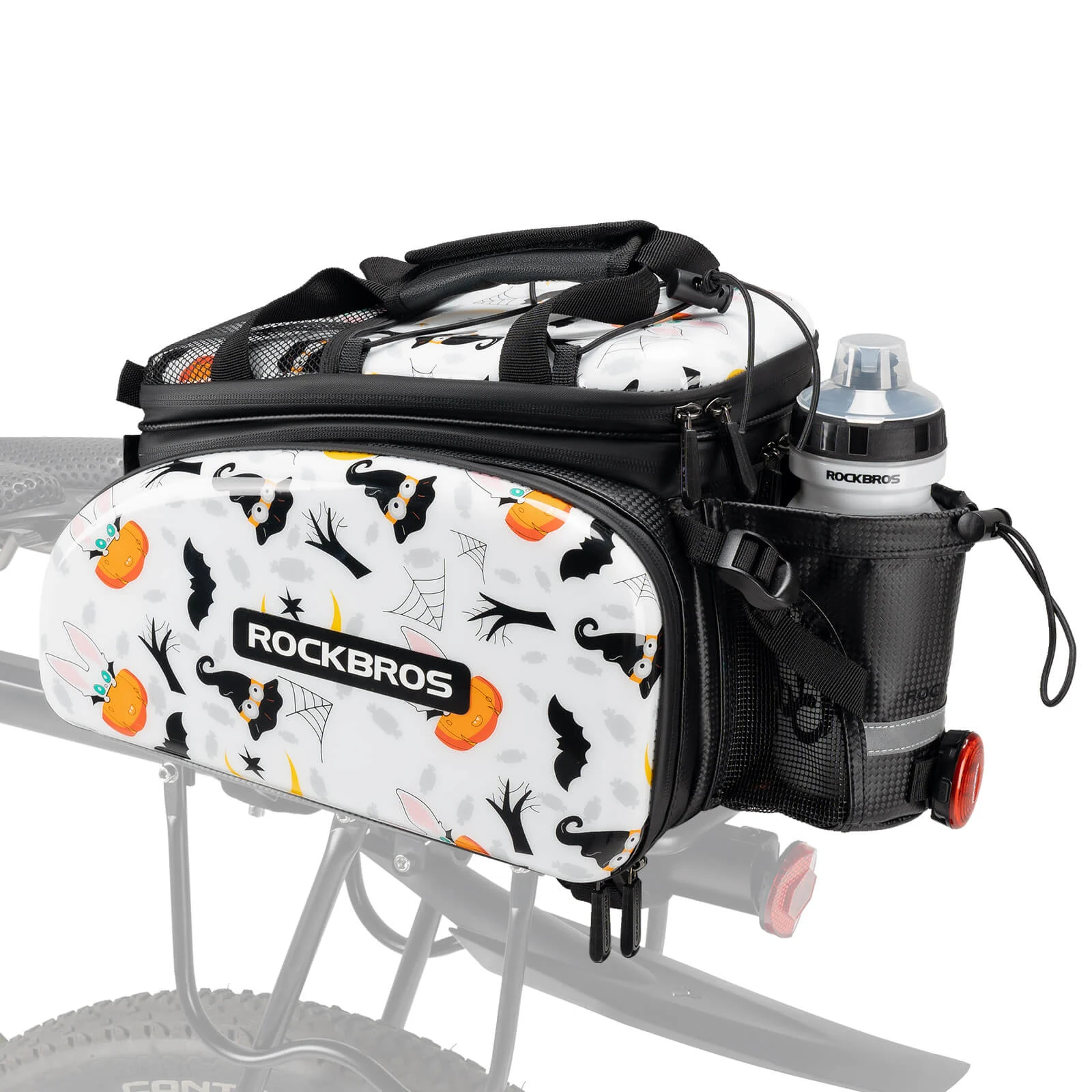 Halloween Bicycle Rear Rack Bag with Water Bottle Pocket