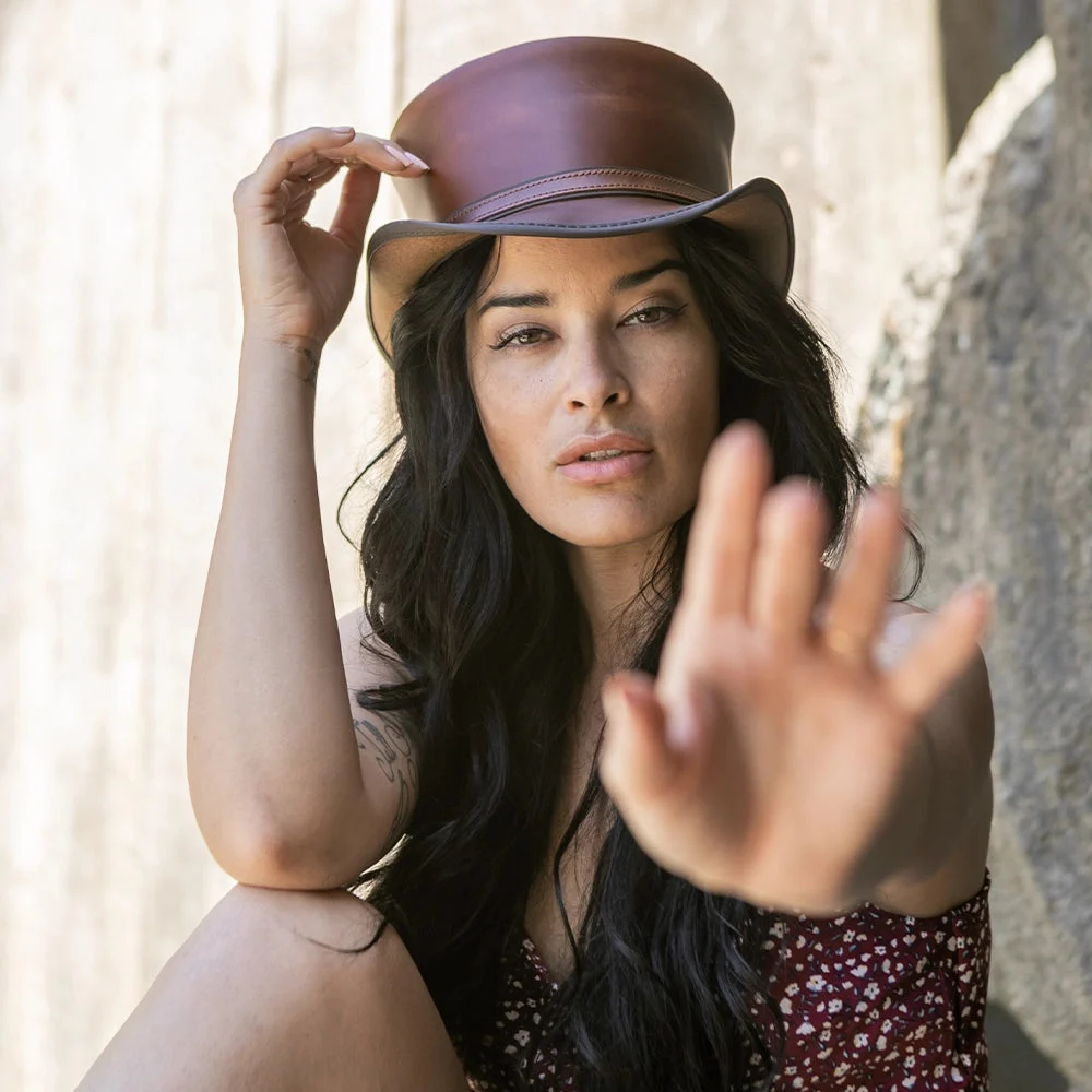Hampton | Womens Cyprus Tan Leather Top Hat