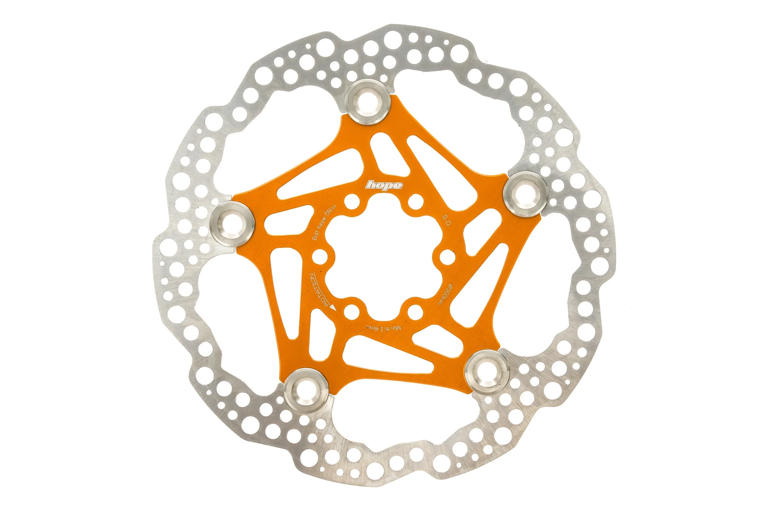 Hope Floating Disc Brake Rotor 160mm 6 Bolt Orange