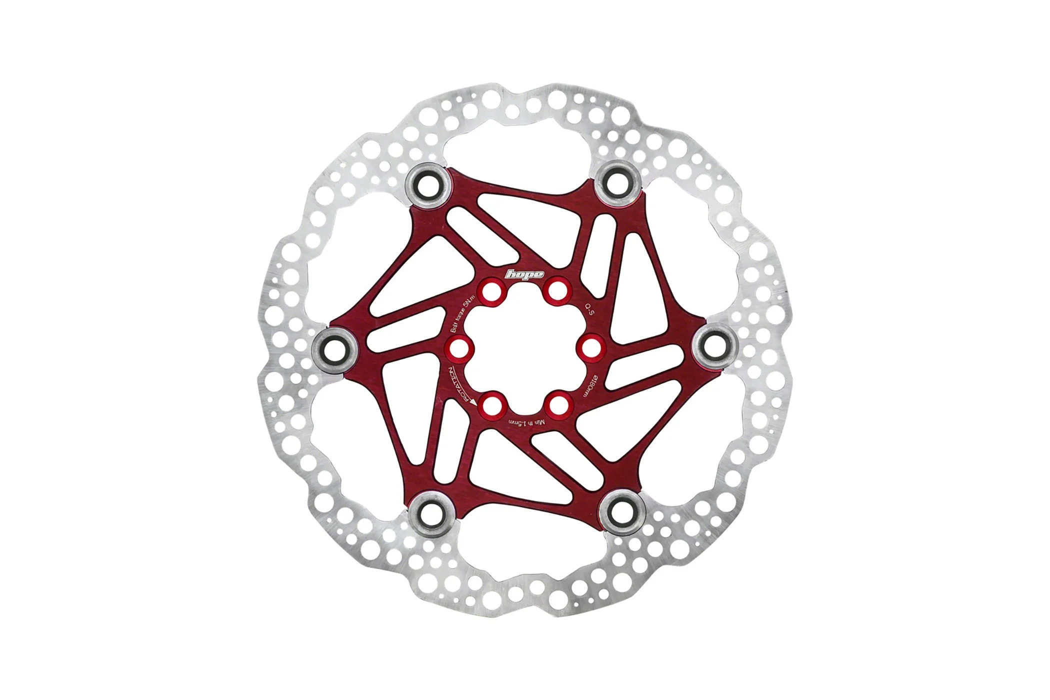 Hope Floating Disc Brake Rotor 180mm 6 Bolt Red
