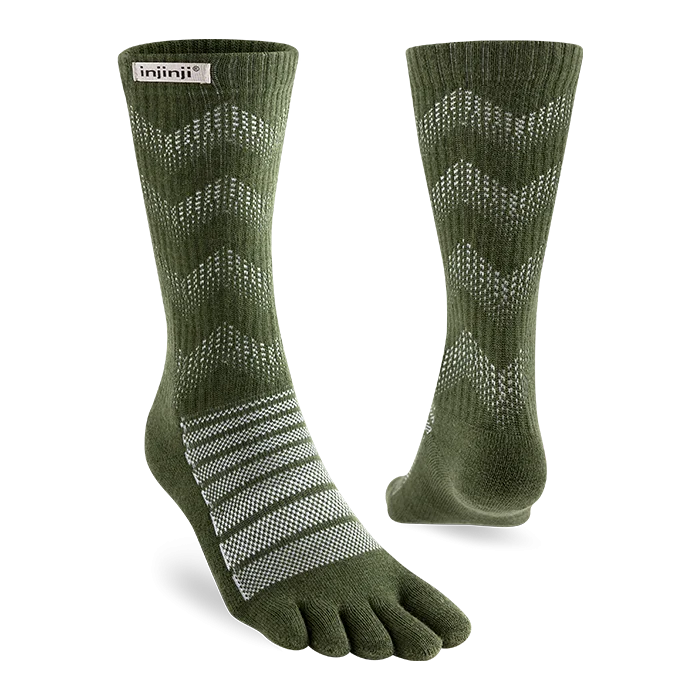 Injinji Outdoor Midweight Merino Wool Crew - Forest