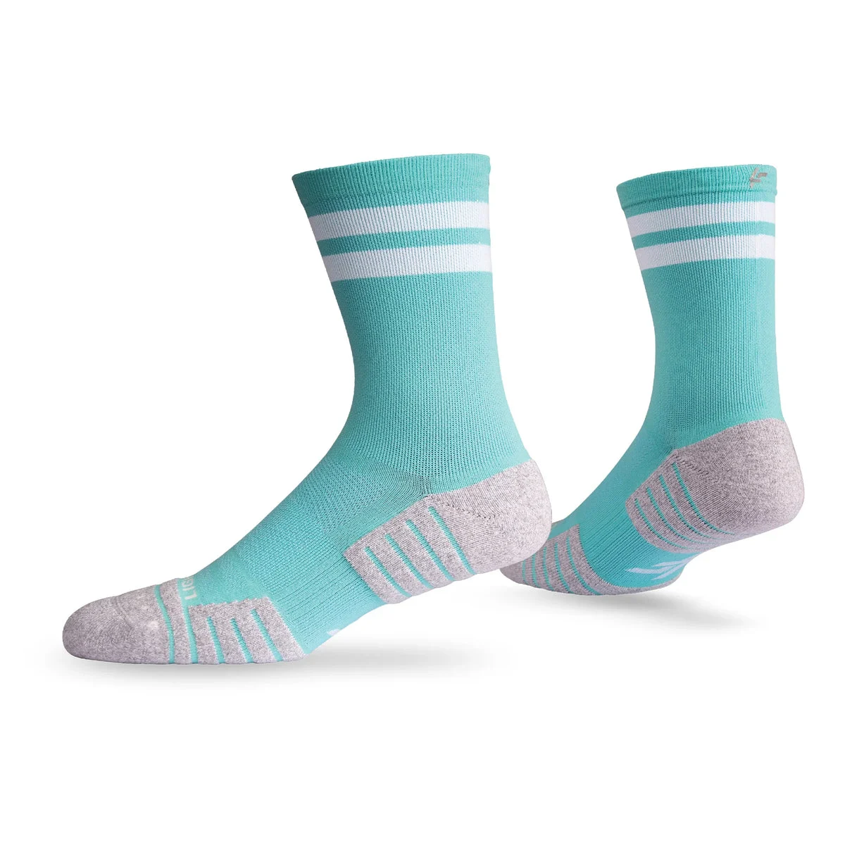 Lightfeet Performance Sports Socks - 2 Stripes Half Crew (Mint)