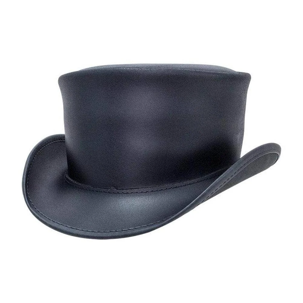 Marlow | Mens Black Leather Top Hat