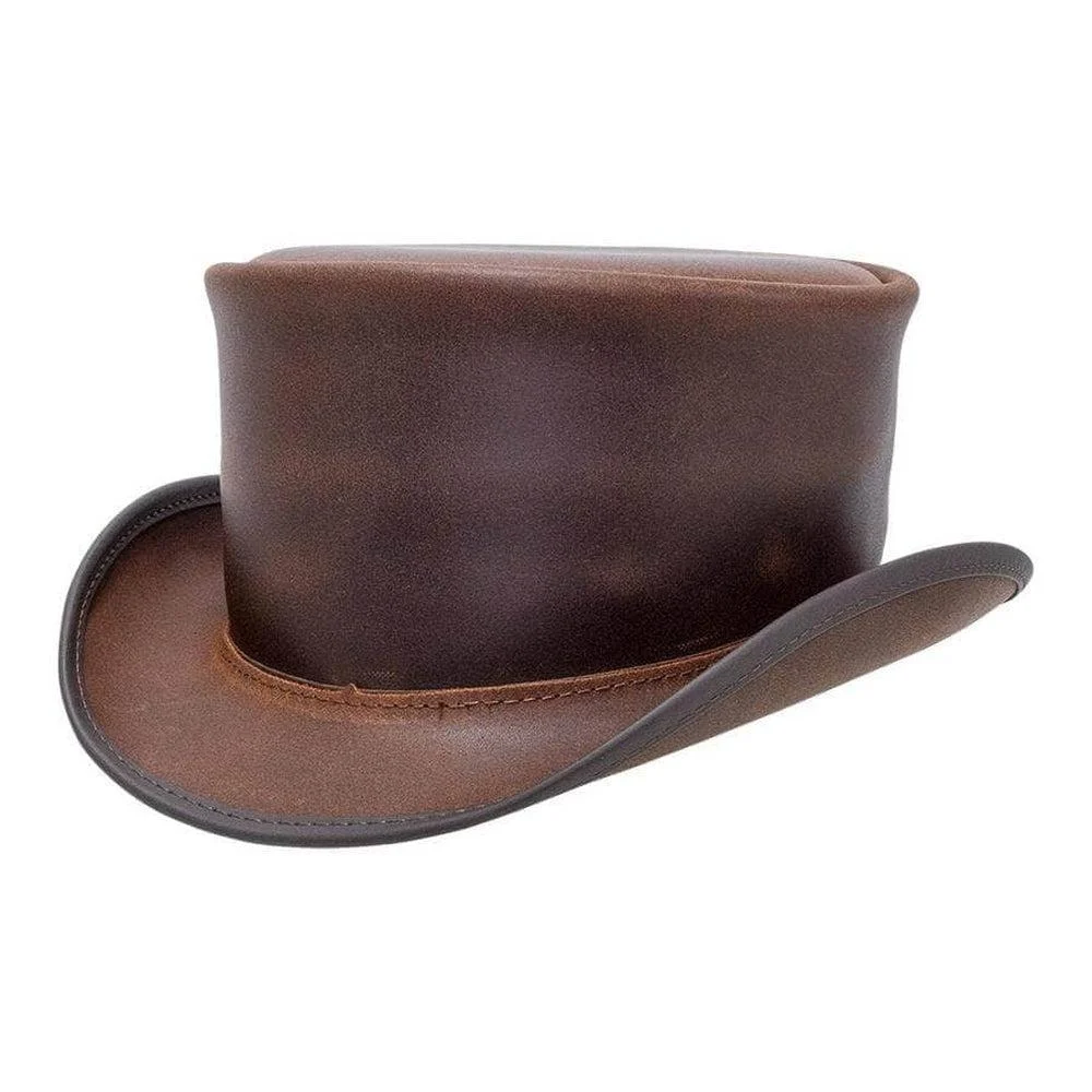 Marlow | Mens Brown Leather Top Hat