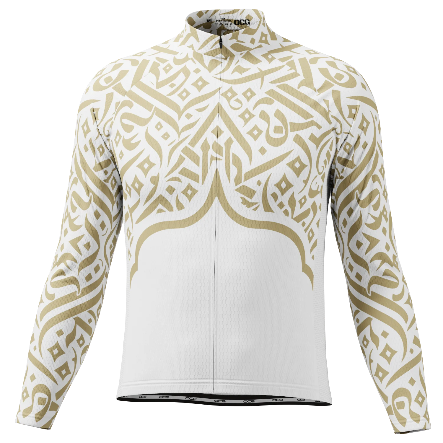 Men's Calligraphy Long Sleeve Cycling Jersey Premium Green Performance