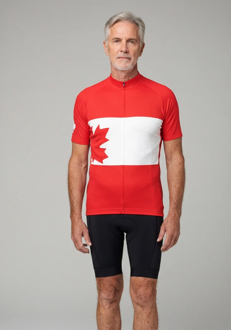 Men's Canada Maple Leaf National Flag Short Sleeve Cycling Jersey