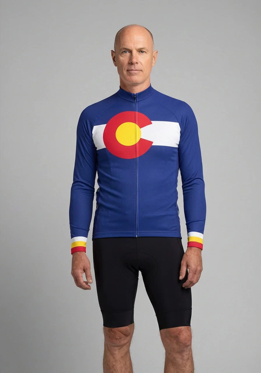 Men's Colorado US State Icon Long Sleeve Cycling Jersey