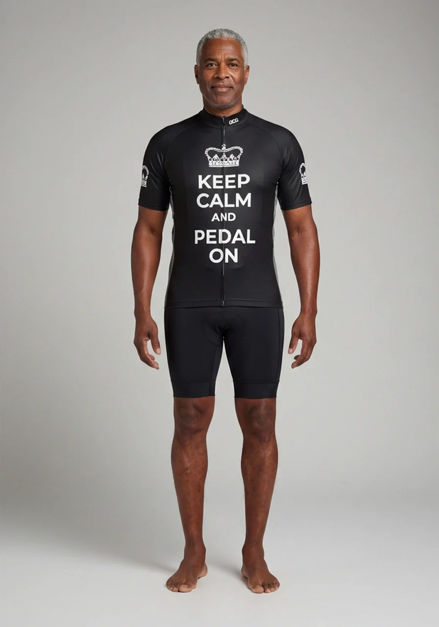 Men's Keep Calm and Pedal On Short Sleeve Cycling Jersey