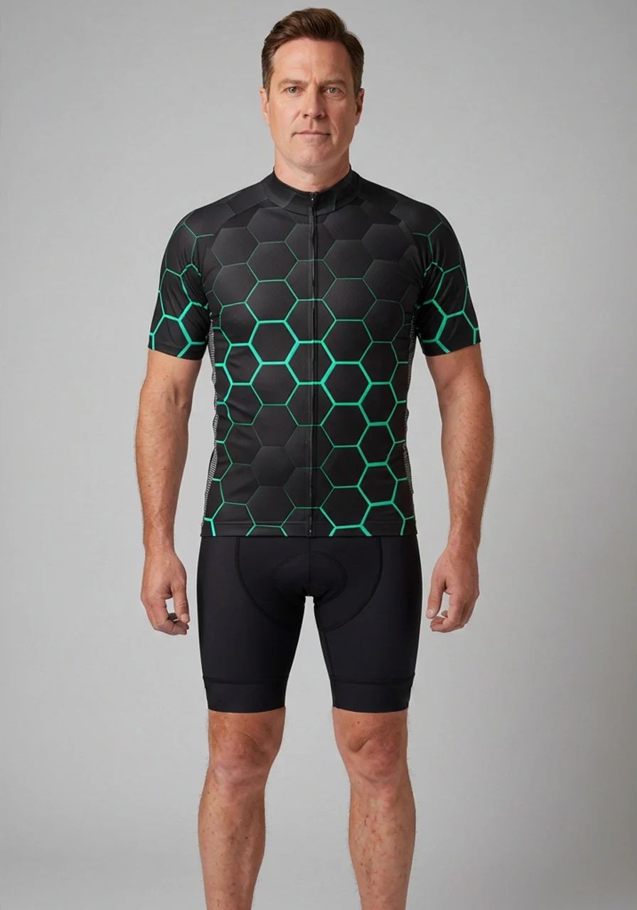Men's Neon Hexagon Short Sleeve Cycling Jersey