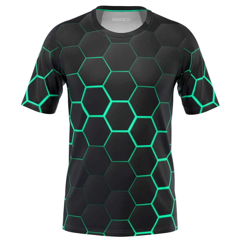 Men's Neon Hexagon Short Sleeve Running Shirt