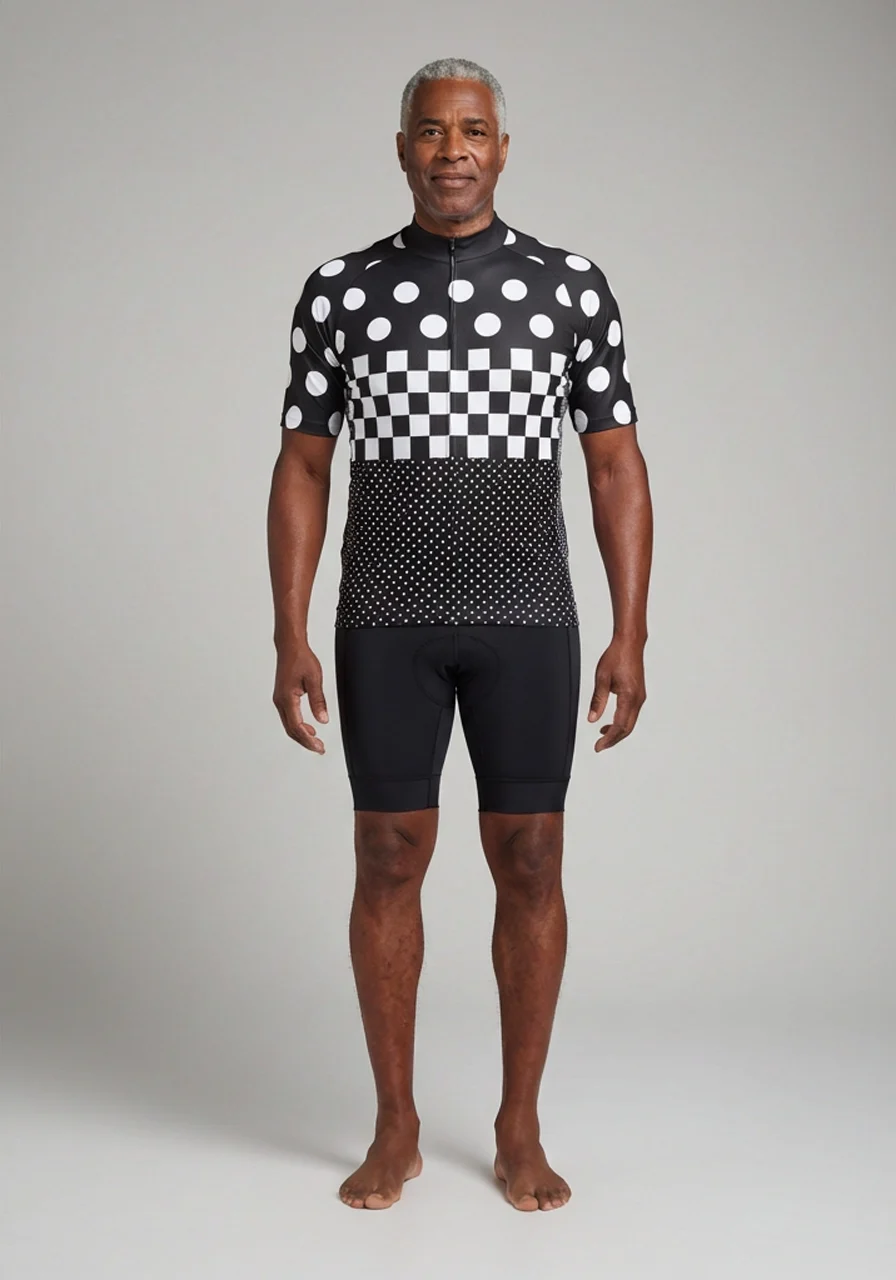 Men's The "Nina" Polka Dot Checkered Short Sleeve Cycling Jersey