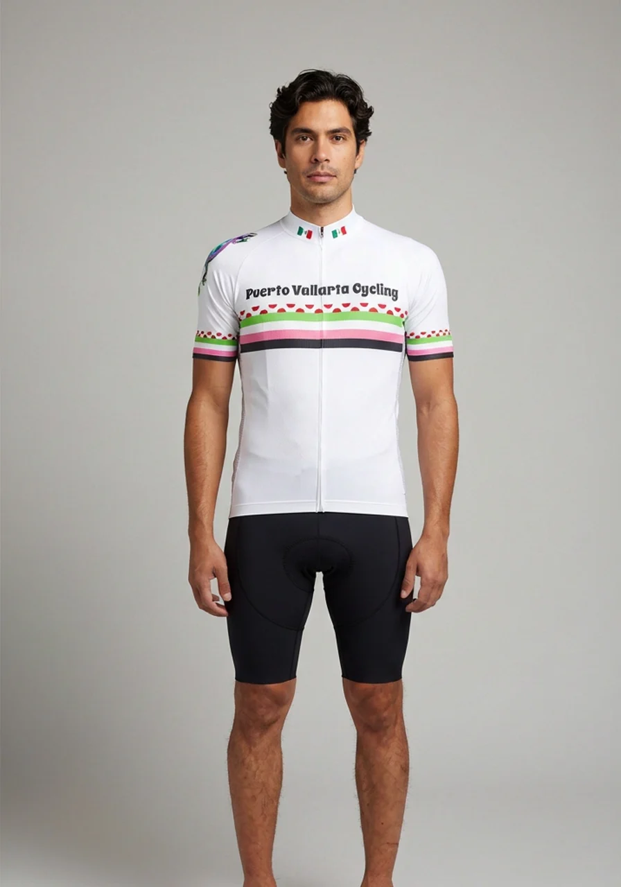 Men's Puerto Vallarta Cycling Polka Dot Short Sleeve Cycling Jersey