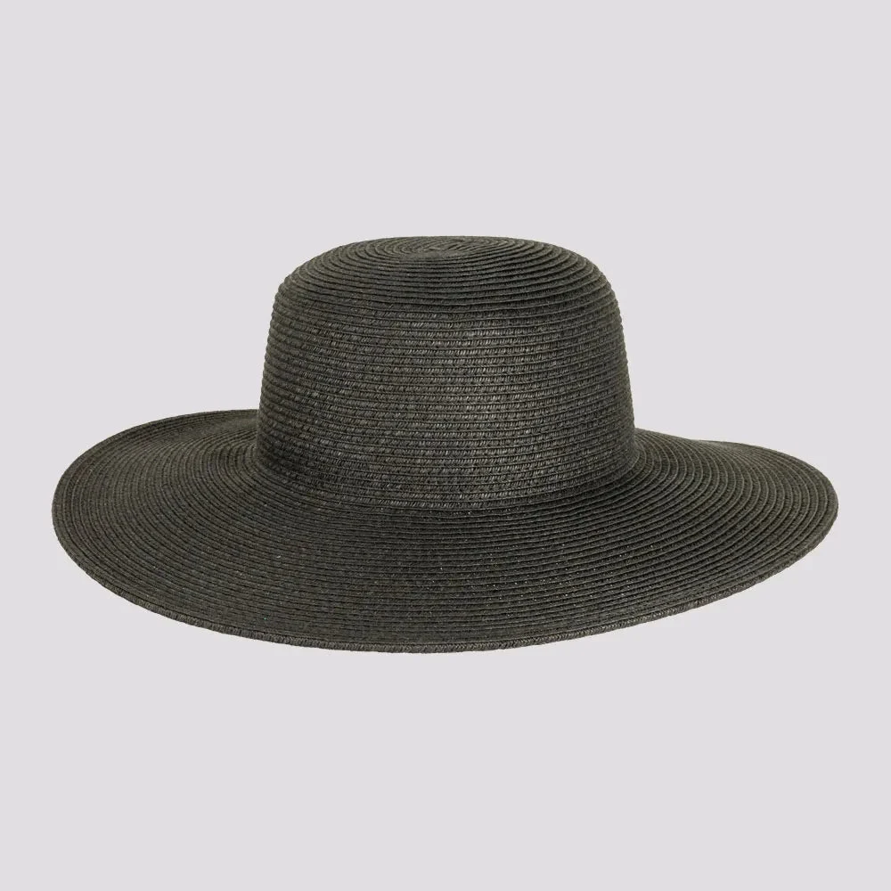 Mynah | Womens Black Mix Paper Braid Round Crown Straw Sun Hat