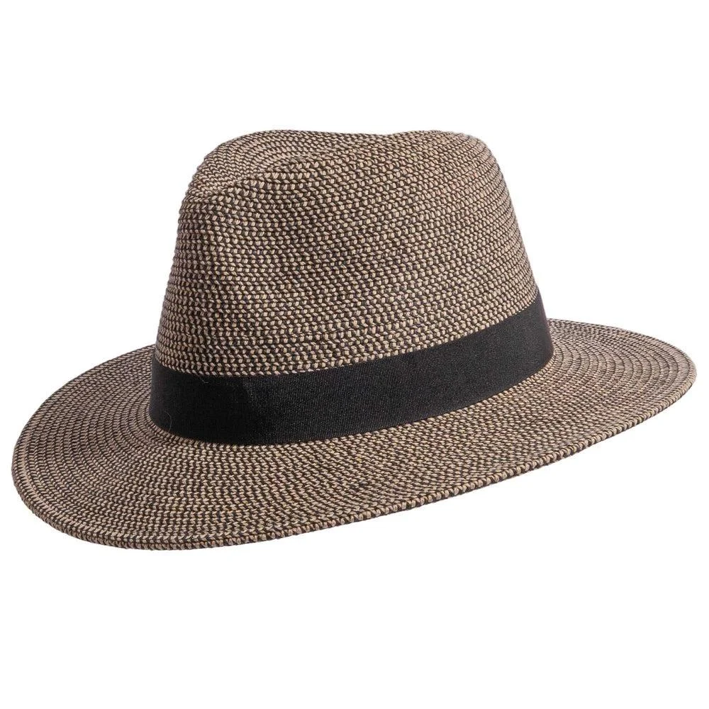 Nero | Mens Black Two-Tone Woven Straw Fedora Hat
