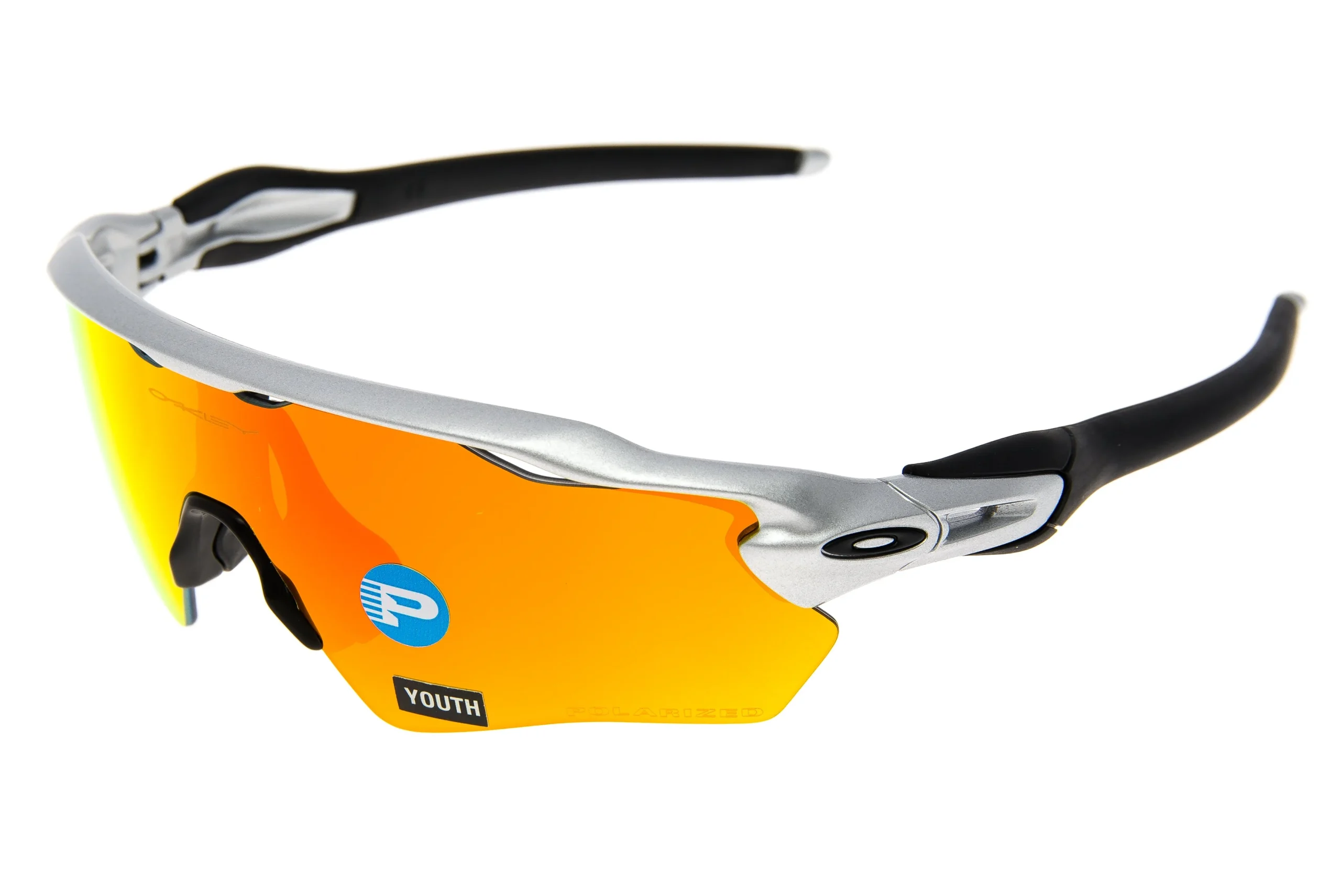 Oakley Radar EV XS Path Youth Sunglasses Silver Frame Polarized Fire Iridium Lens