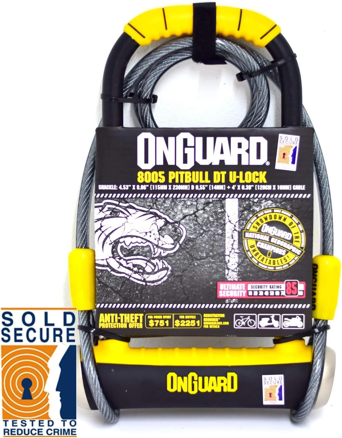 OnGuard Pitbull DT 8005 Bike Lock and Cable