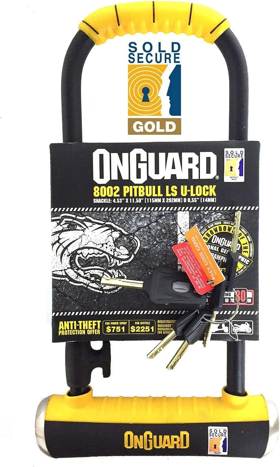 OnGuard Pitbull LS 8002 Long Shackle Bike U-Lock