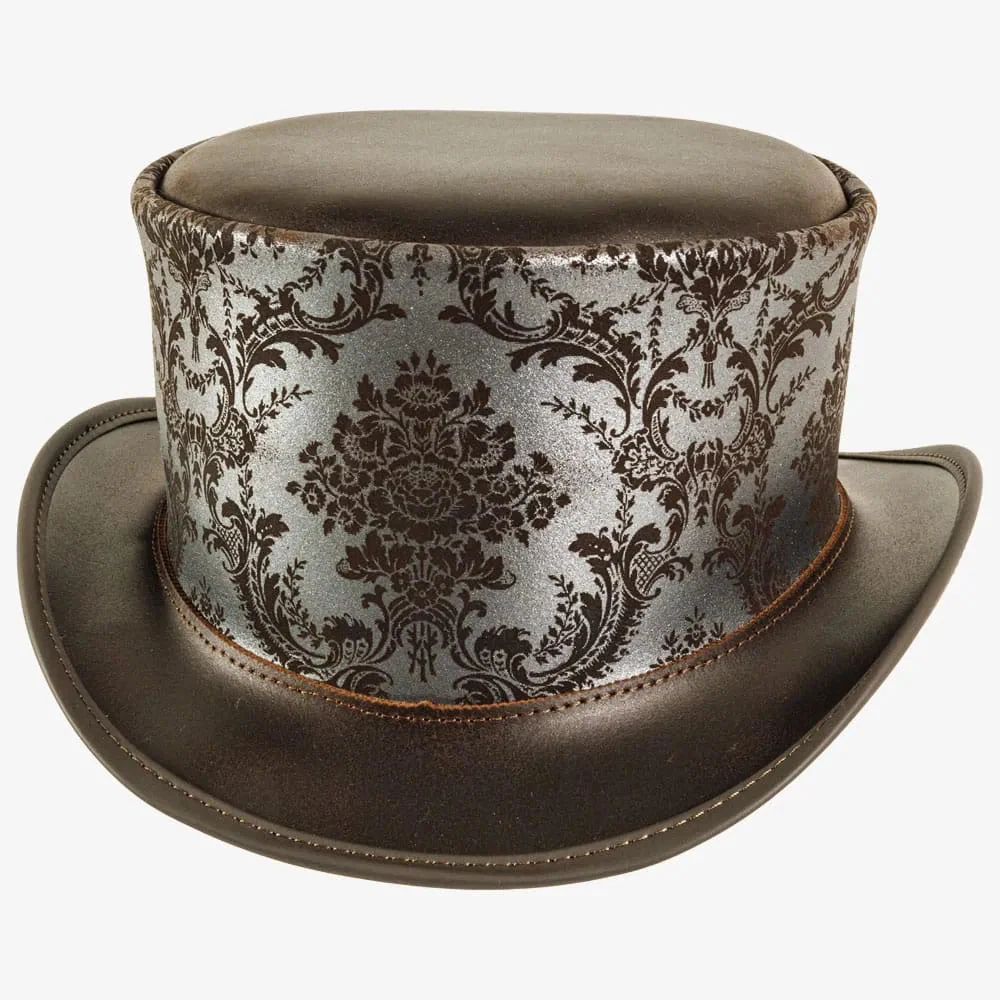 Parlor | Mens Silver Genuine Leather Top Hat