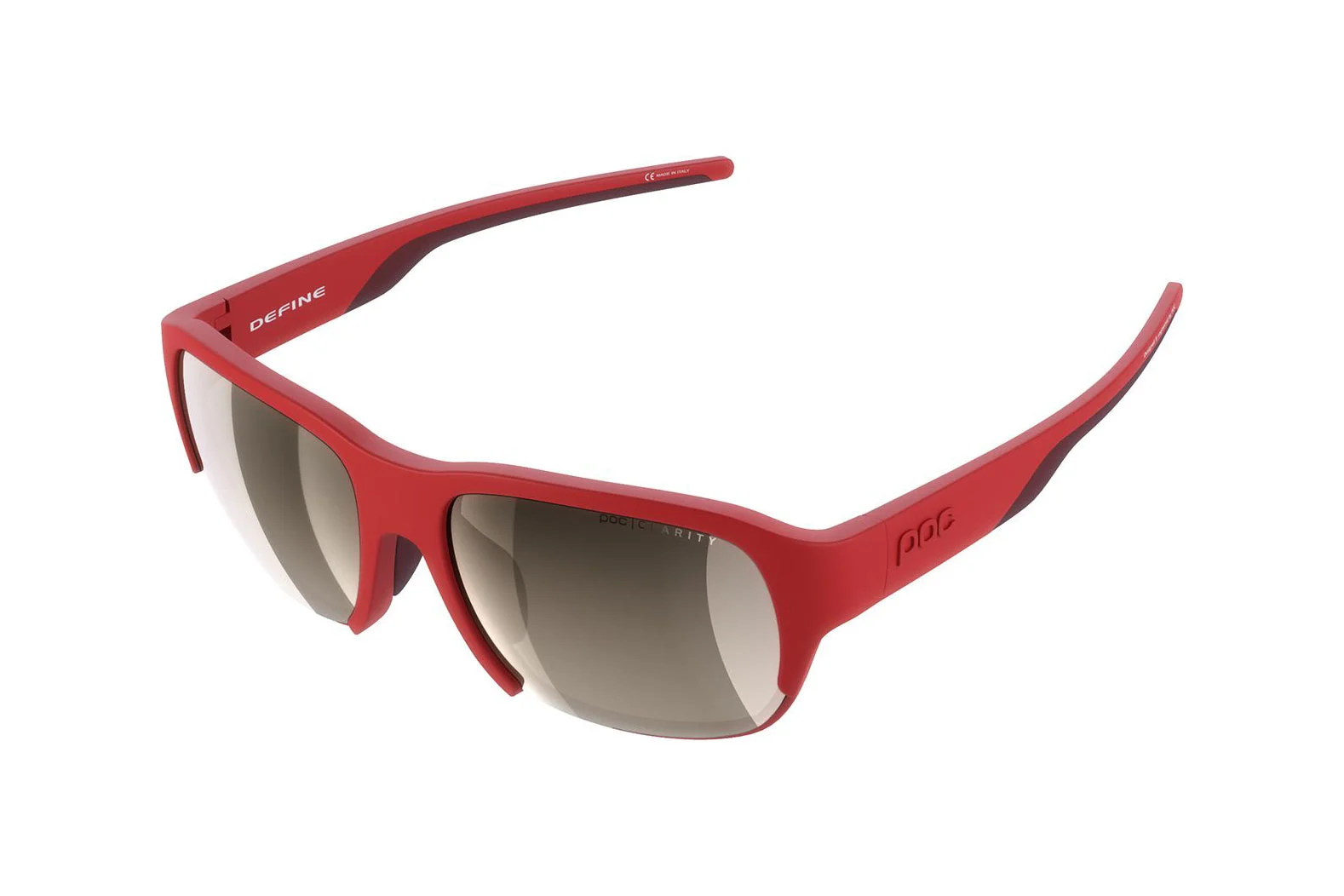 POC Define Clarity Sunglasses Prismane Red Frame Brown Silver Lens
