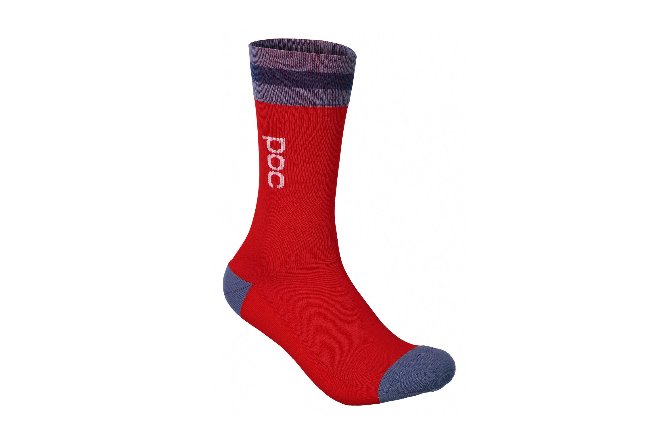 POC Essential Mid Length Socks Calcite Blue/Prismane Red Medium