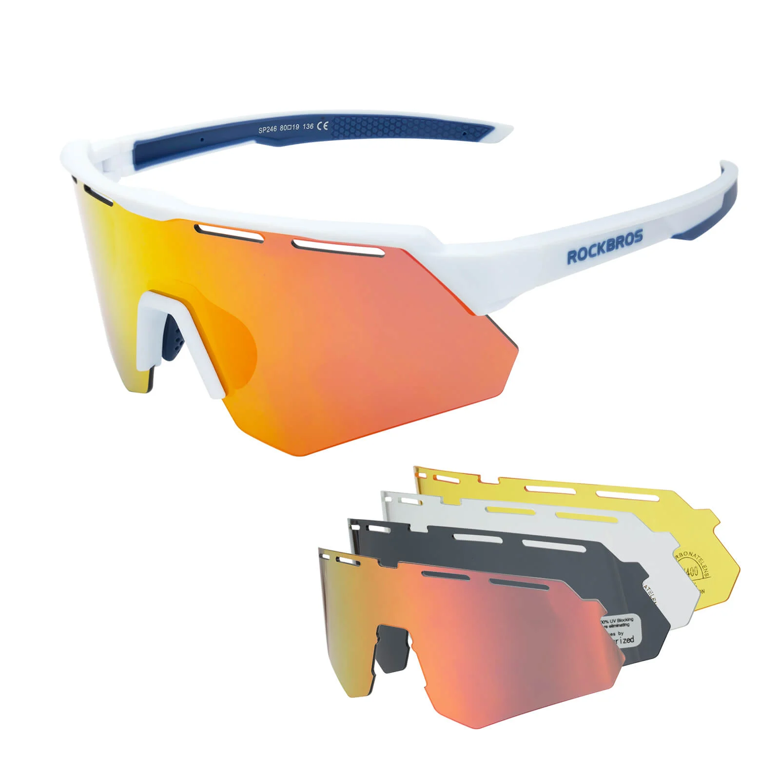 Polarized Cycling Sunglasses with 4 Interchangeable Lenses
