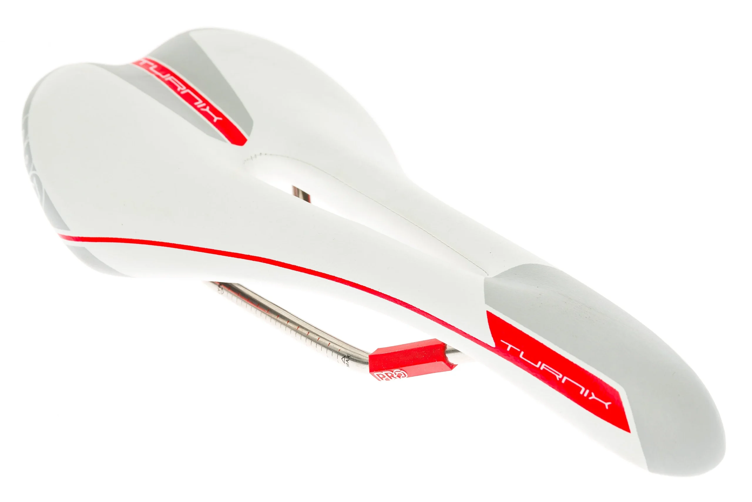 PRO Turnix Ti AF Saddle 132mm Titanium Rails White/Red/Gray