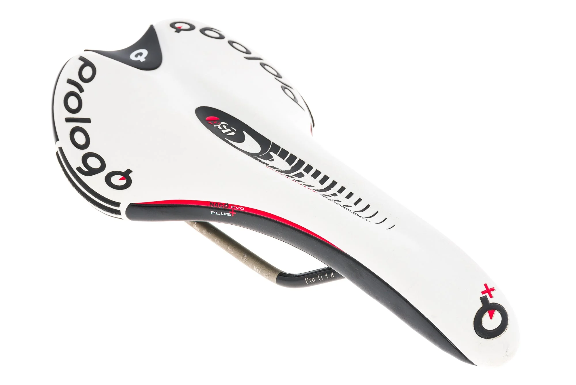 Prologo Nago Evo Plus Saddle 141mm Pro Ti 1.4 Rails White/Black/Red