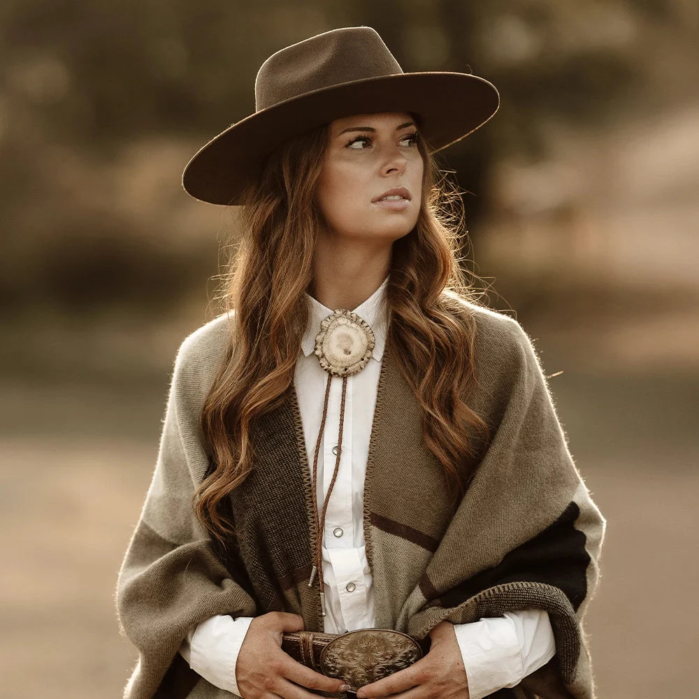 Rancher | Womens Brown Wide Brim Felt Fedora Hat