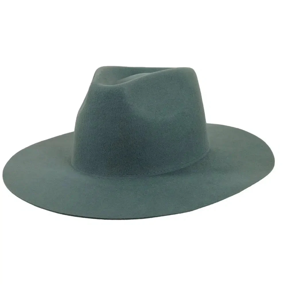 Rancher | Womens Green Wide Brim Felt Fedora Hat