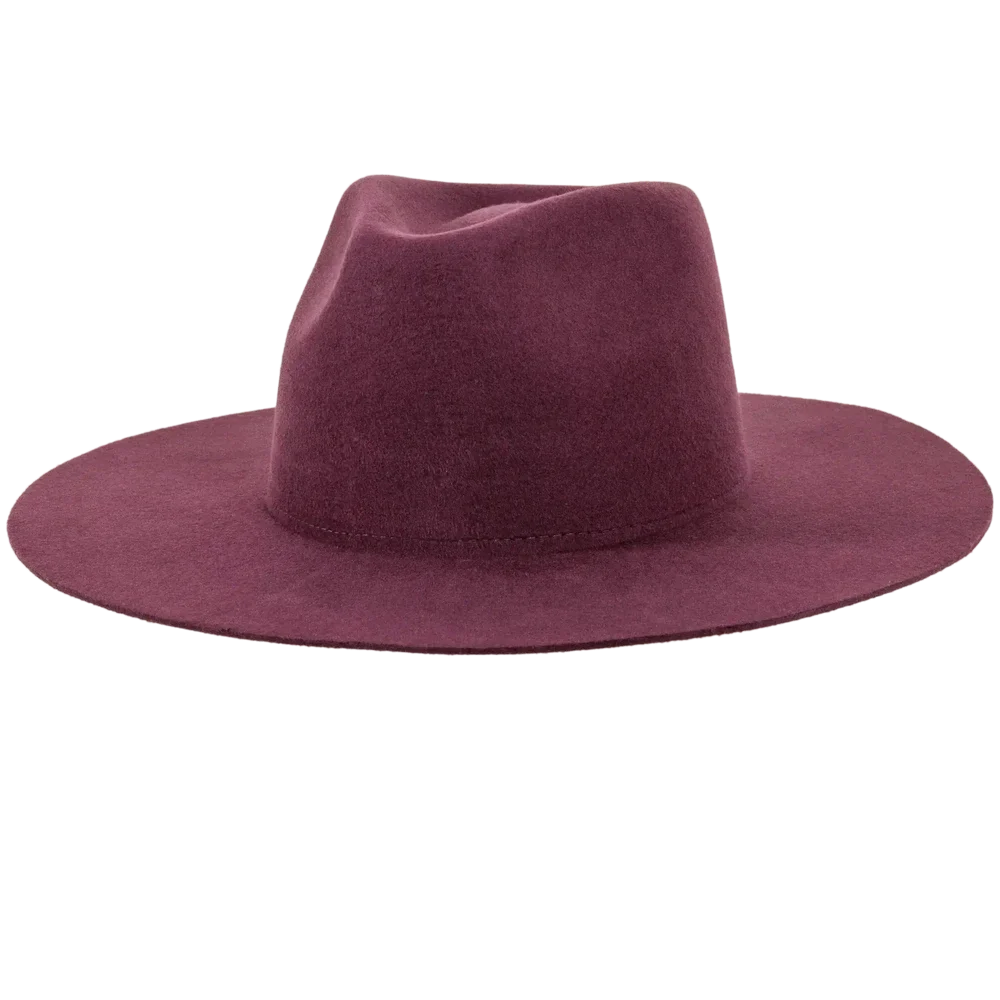 Rancher | Womens Plum Wide Brim Felt Fedora Hat