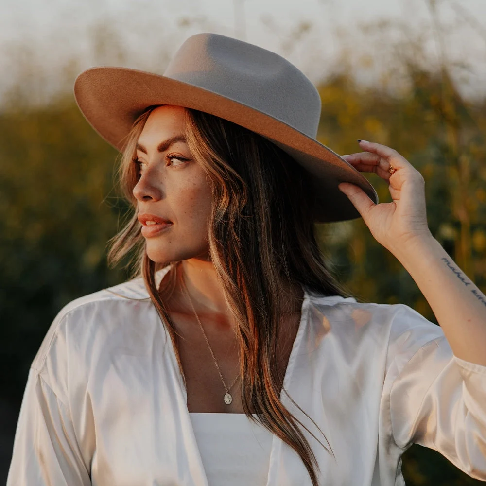 Rancher | Womens Sand Wide Brim Felt Fedora Hat