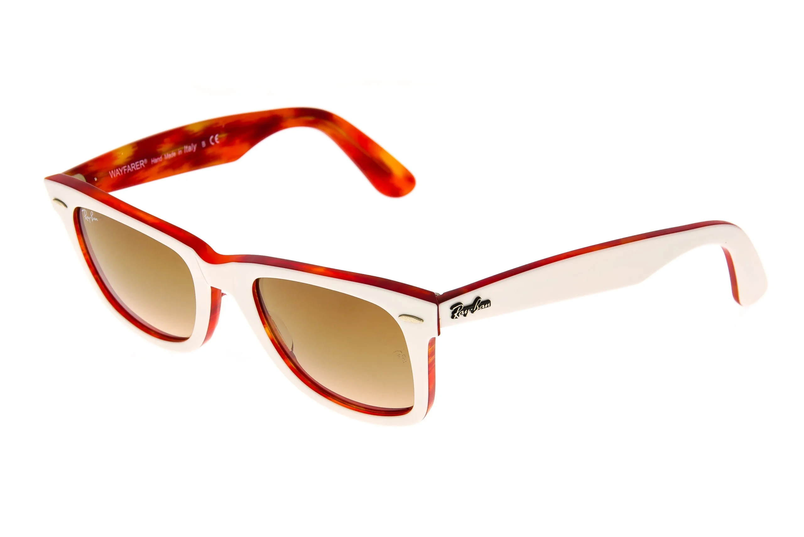 Ray-Ban Laybone Wayfarer Sunglasses White/Orange Frame Gradient Brown Lens